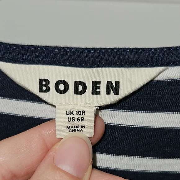 Navy And White Stripe BODEN Dress - Picture 2 of 6